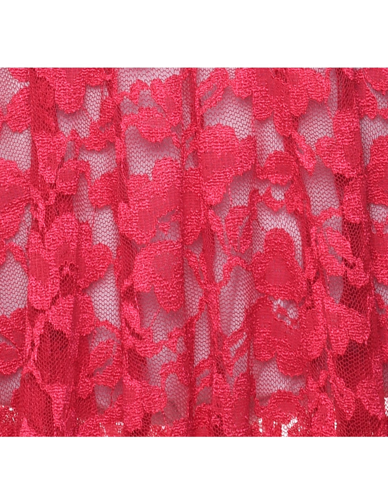 Hot Pink Lace Evening Dress - XS