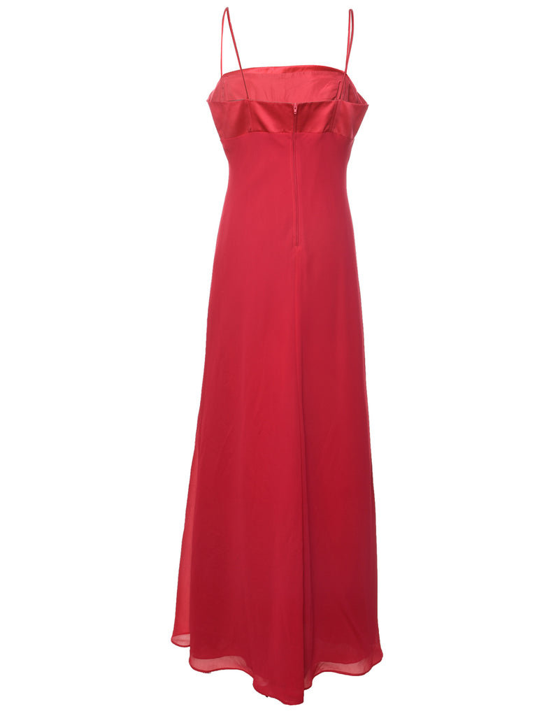 Hot Pink Strappy Maxi Evening Dress - M