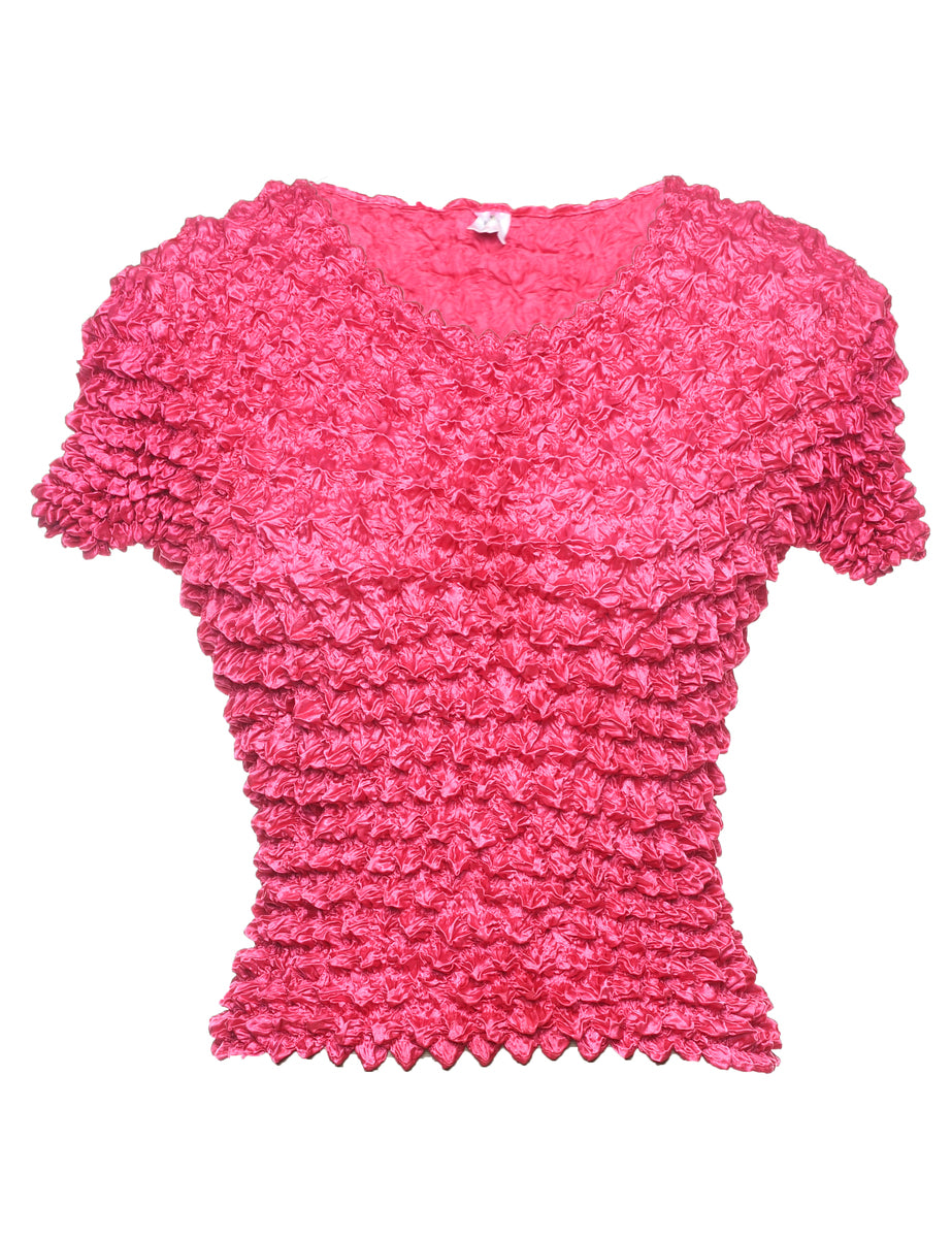 Women's Hot Pink Y2K Popcorn Top Pink, XS | Beyond Retro - E00934864