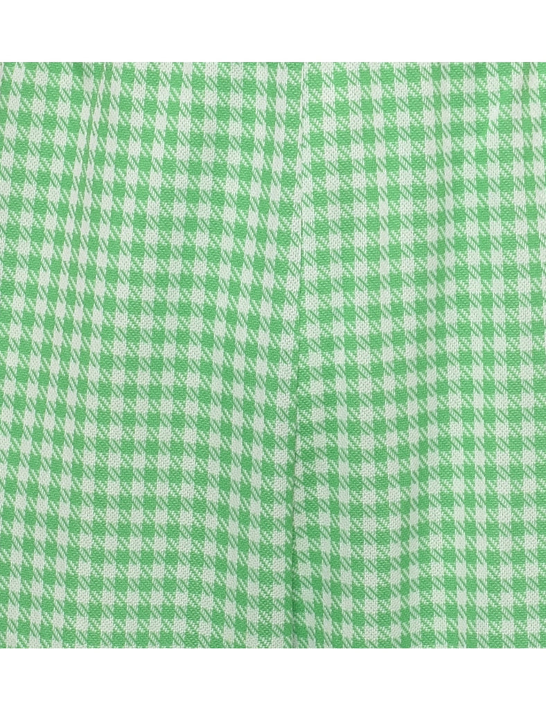Houndstooth Light Green & Off-White Flared Trousers - W30 L28