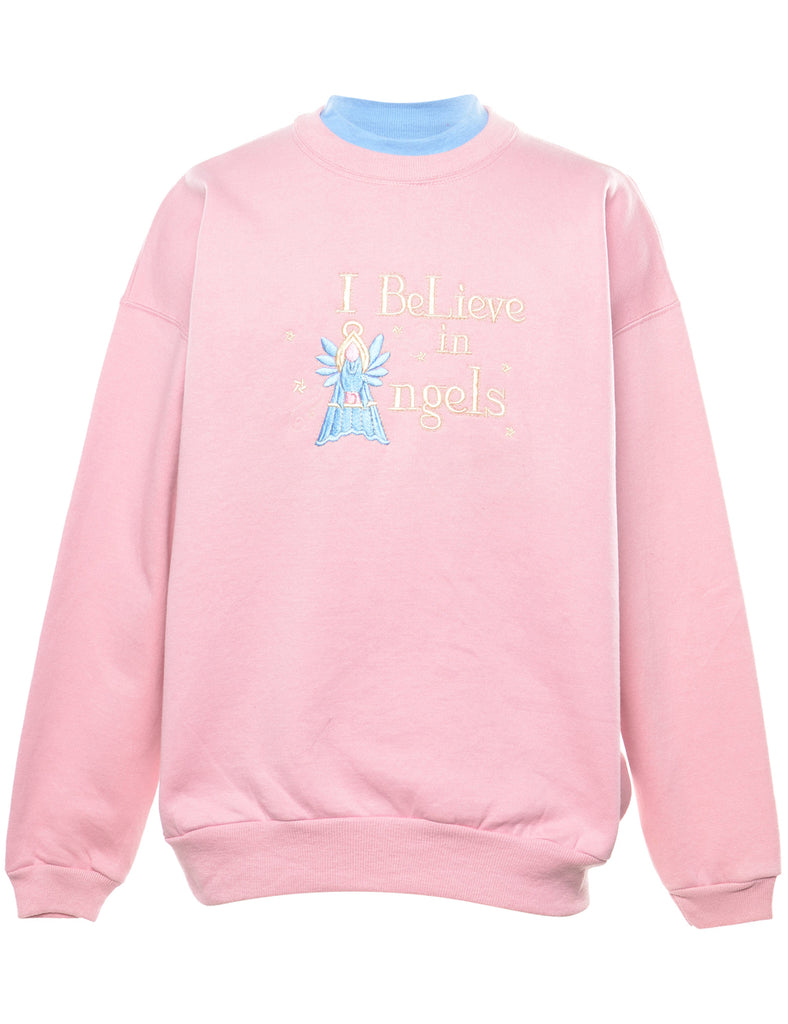 I Believe In Angels Embroidered Sweatshirt - L