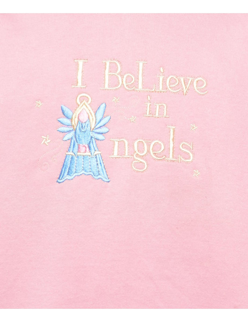 I Believe In Angels Embroidered Sweatshirt - L