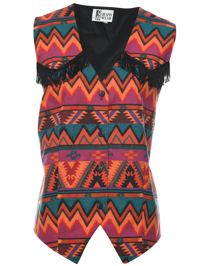 Ikat Pattern Multi-Colour Waistcoat - L