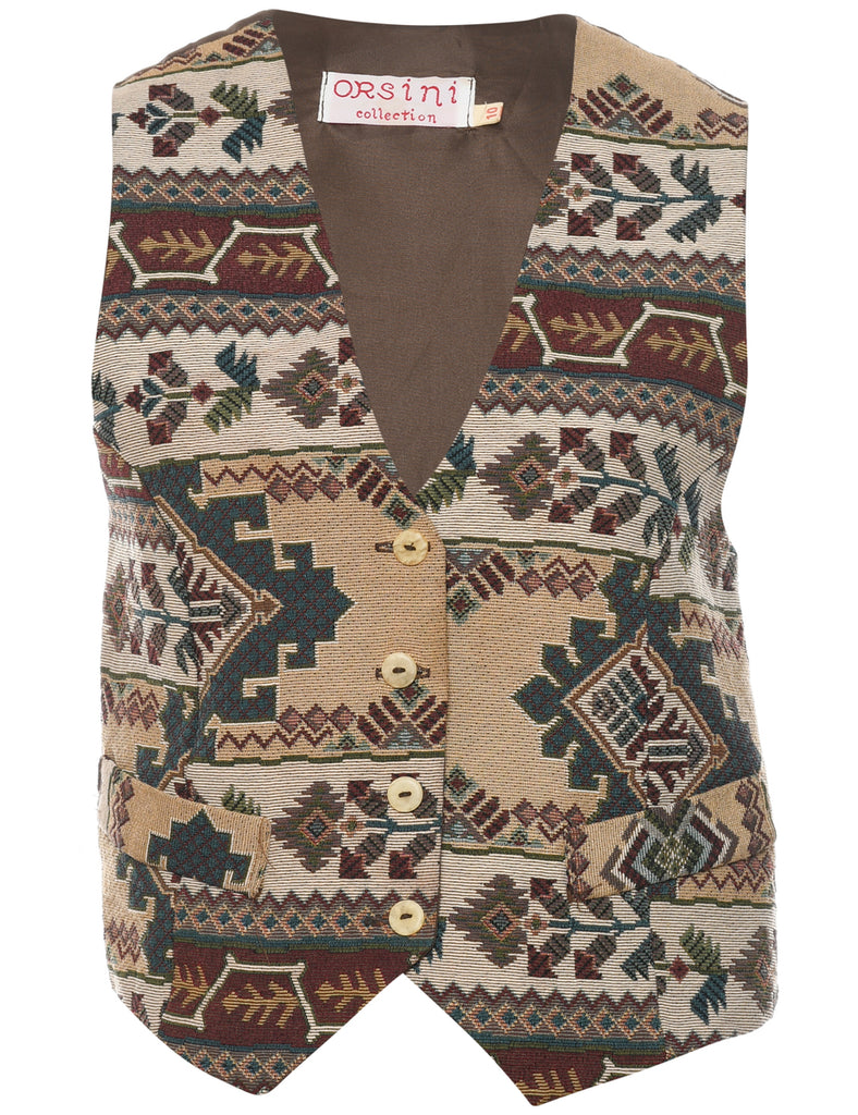 Ikat Pattern Tapestry Waistcoat - S