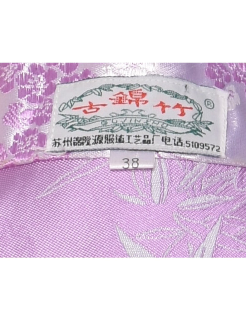 Jacquard Lilac Cheongsam Collar Evening Dress - M