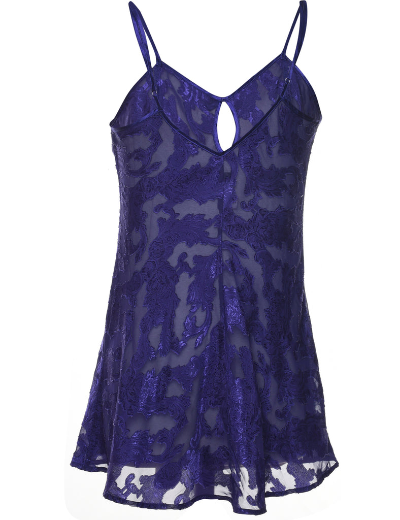 Jacquard Pattern Purple Sheer Fredriks Of Hollywood Babydoll - S