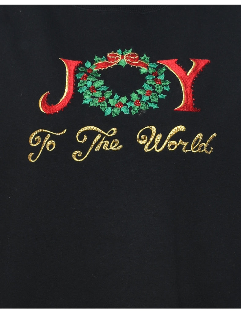 Joy Embroidered Christmas Sweatshirt - M