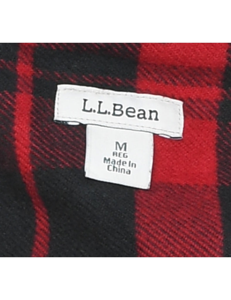 L.L. Bean Checked Black & Red 1990s Flannel Shirt - M