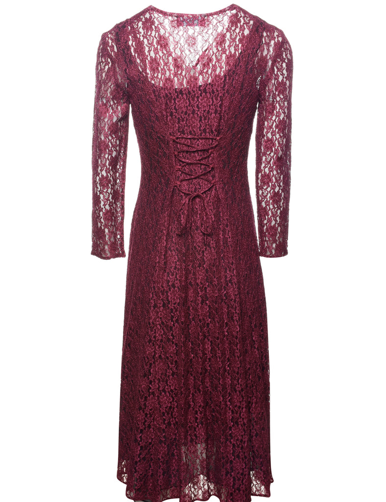 Lace 1990s Evening Dress - M