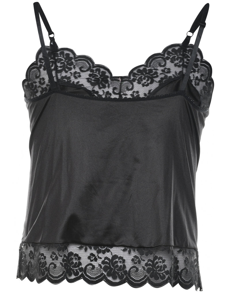 Lace Trim Black Classic Camisole - M