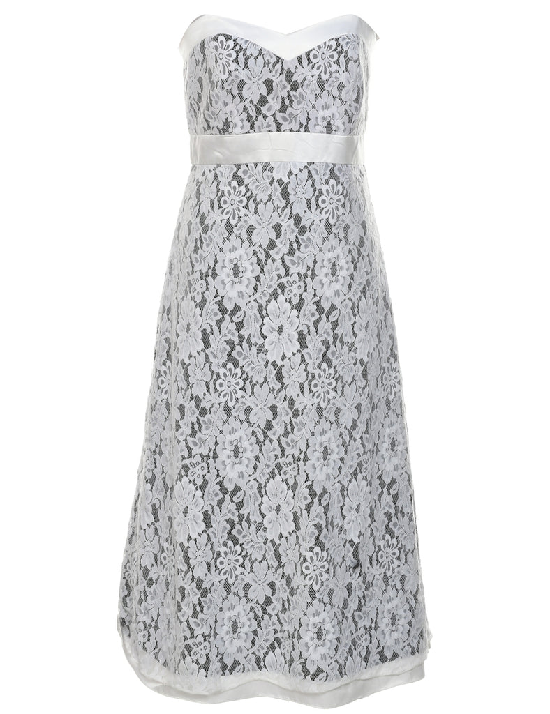 Lace White Evening Dress - S