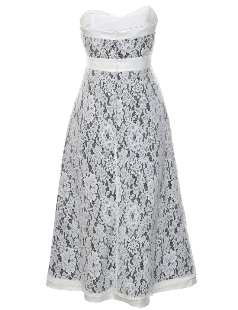 Lace White Evening Dress - S