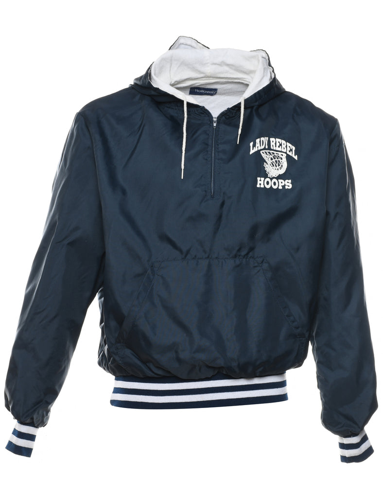 Lady Rebels Hoops Navy & White Printed Hooded Nylon Jacket - M