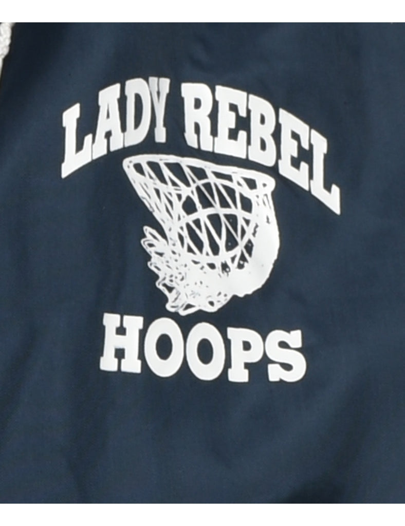 Lady Rebels Hoops Navy & White Printed Hooded Nylon Jacket - M