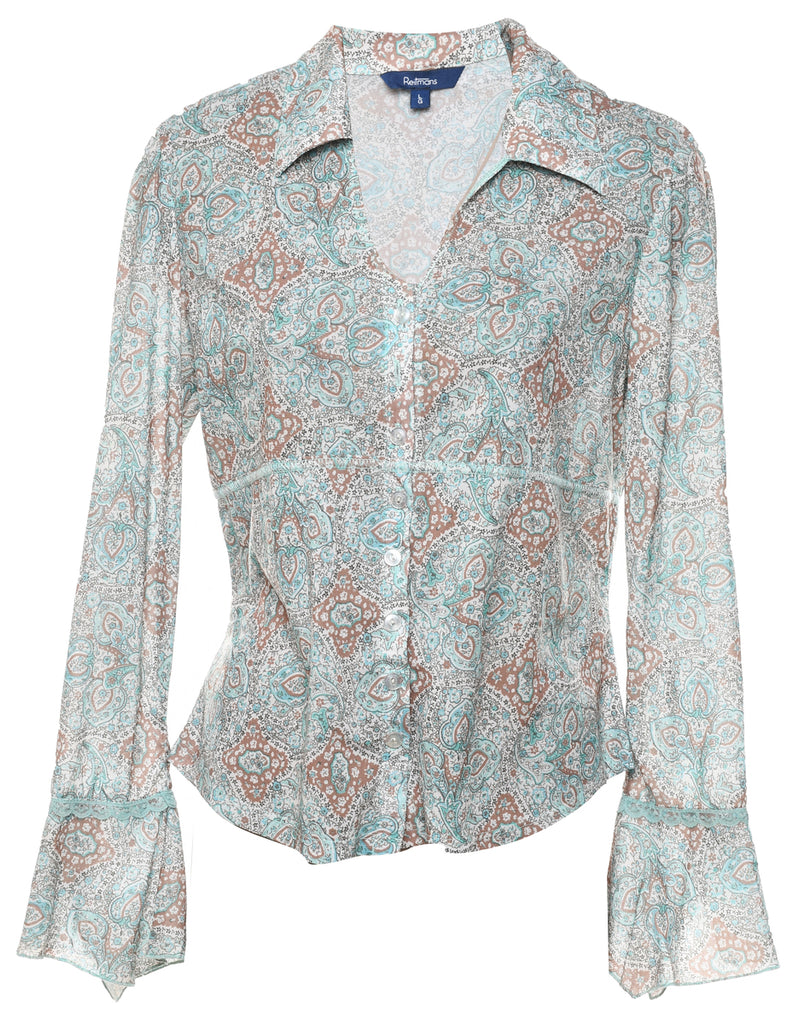 Leafy Print Blouse - L