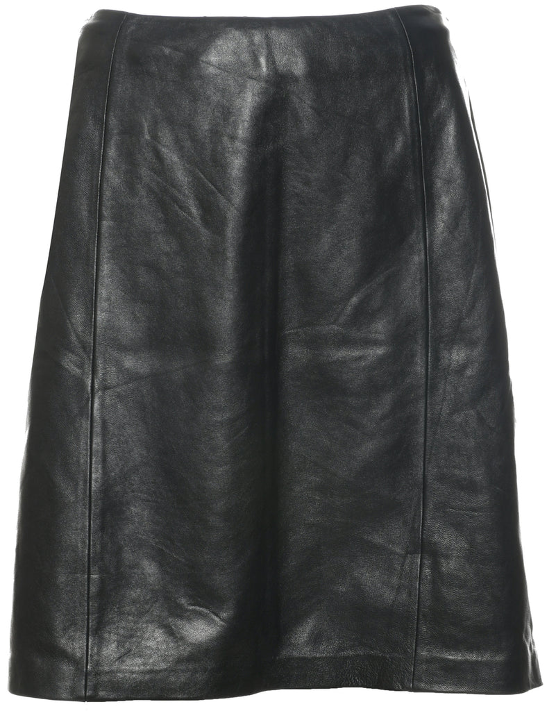 Leather A-line Skirt - L