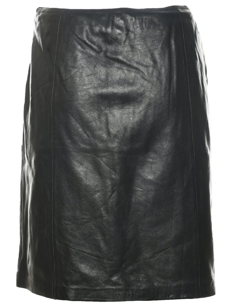 Leather A-line Skirt - L