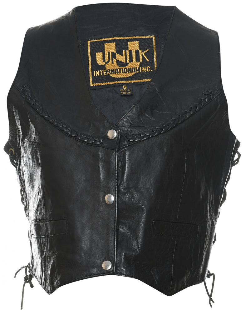 Leather Black Waistcoat - S