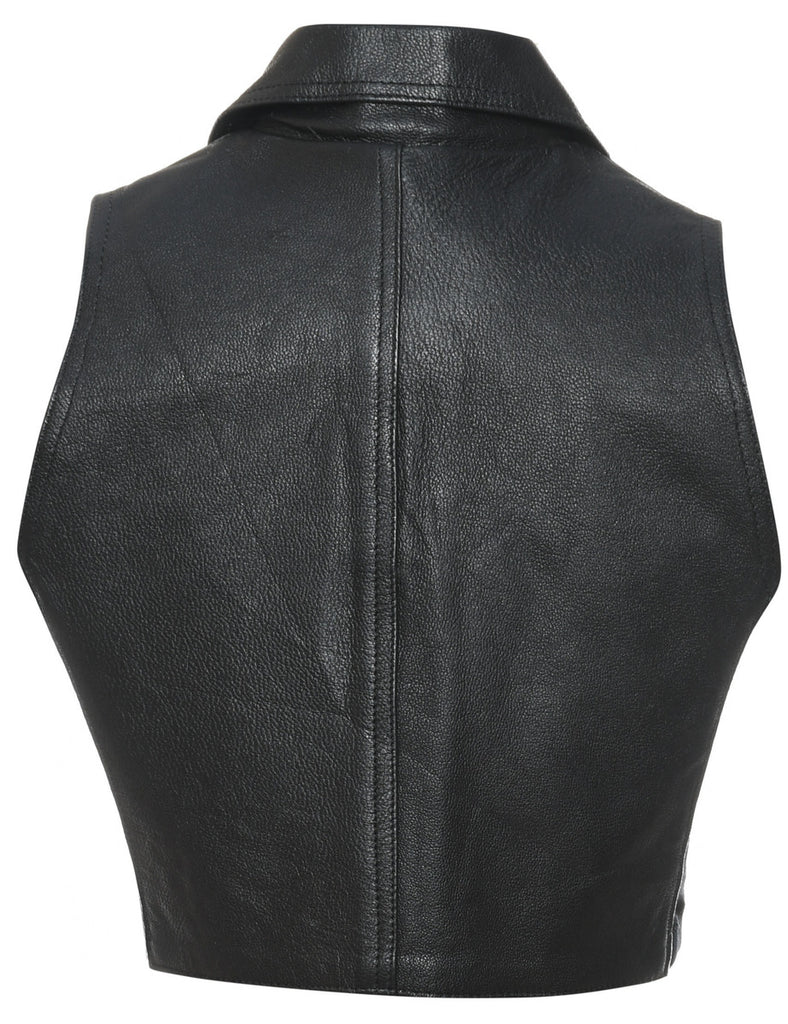 Leather Cropped Waistcoat - S