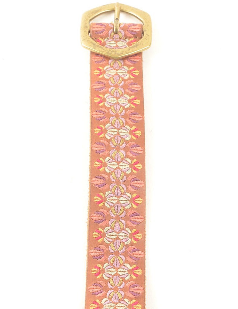 Leather Embroidered Belt - M