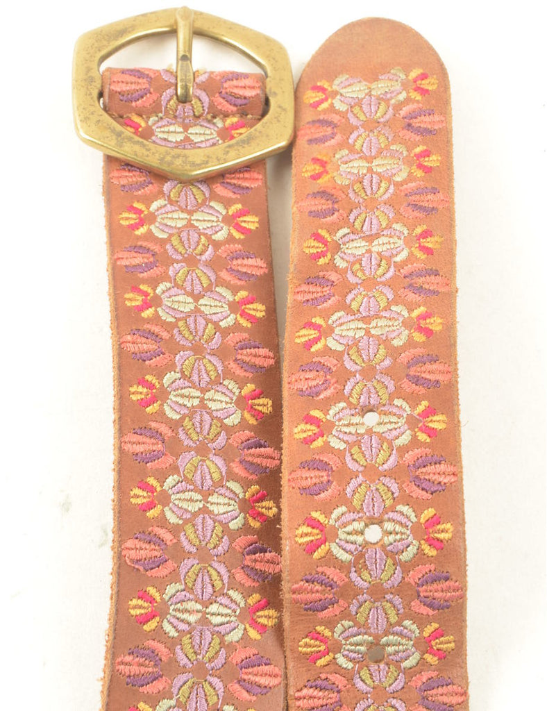 Leather Embroidered Belt - M