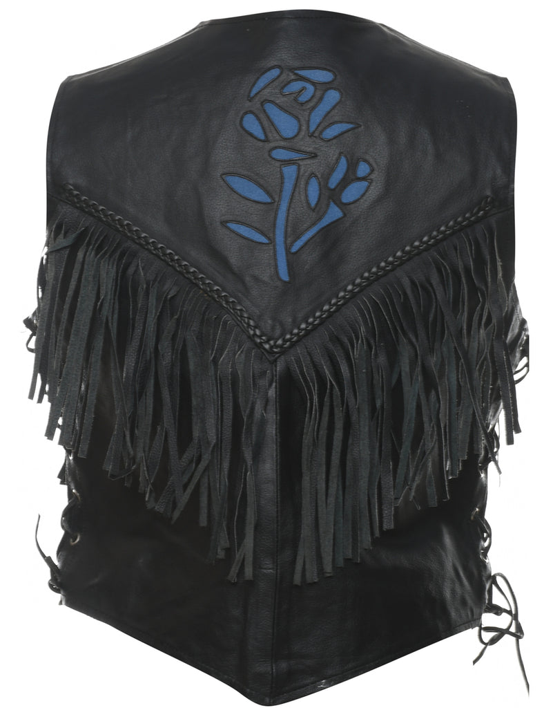 Leather Fringed Waistcoat - M