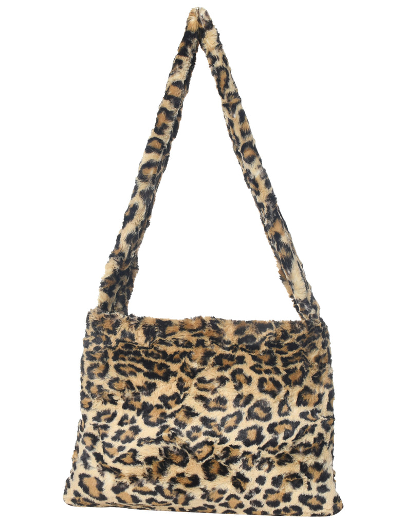 Leopard Pattern Y2K Faux Fur Bag - M