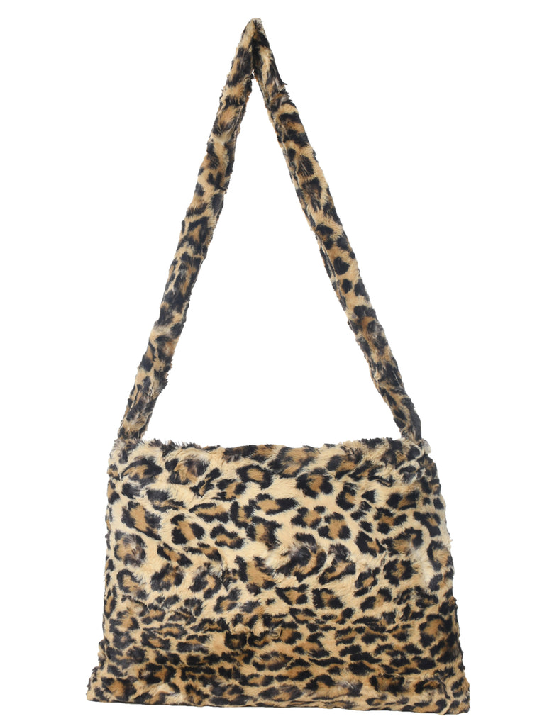 Leopard Pattern Y2K Faux Fur Bag - M