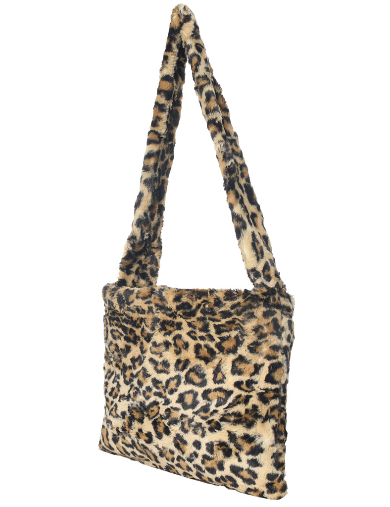 Leopard Pattern Y2K Faux Fur Bag - M