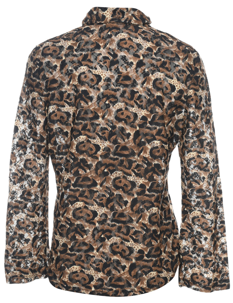 Leopard Print 1990s Evening Shirt - L