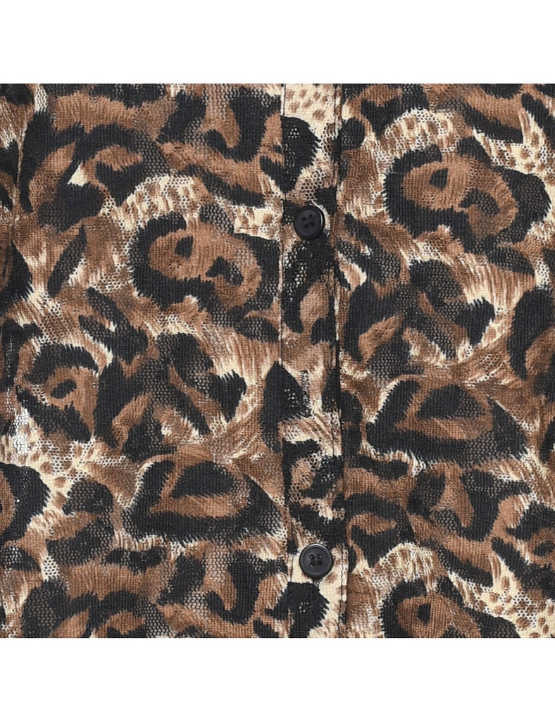 Leopard Print 1990s Evening Shirt - L