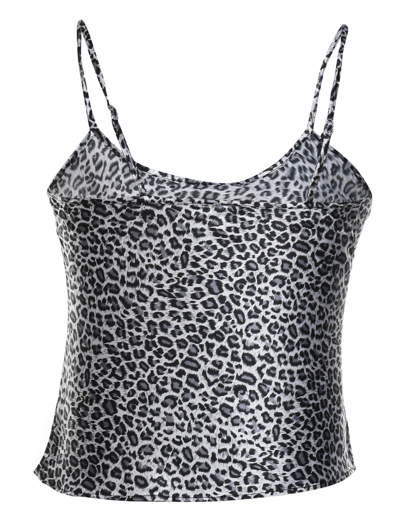 Leopard Print Black & White Strappy Cami Top - S