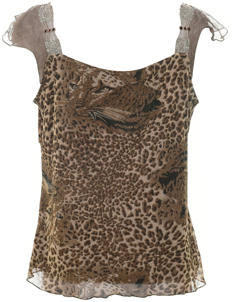 Leopard Print Evening Top - L