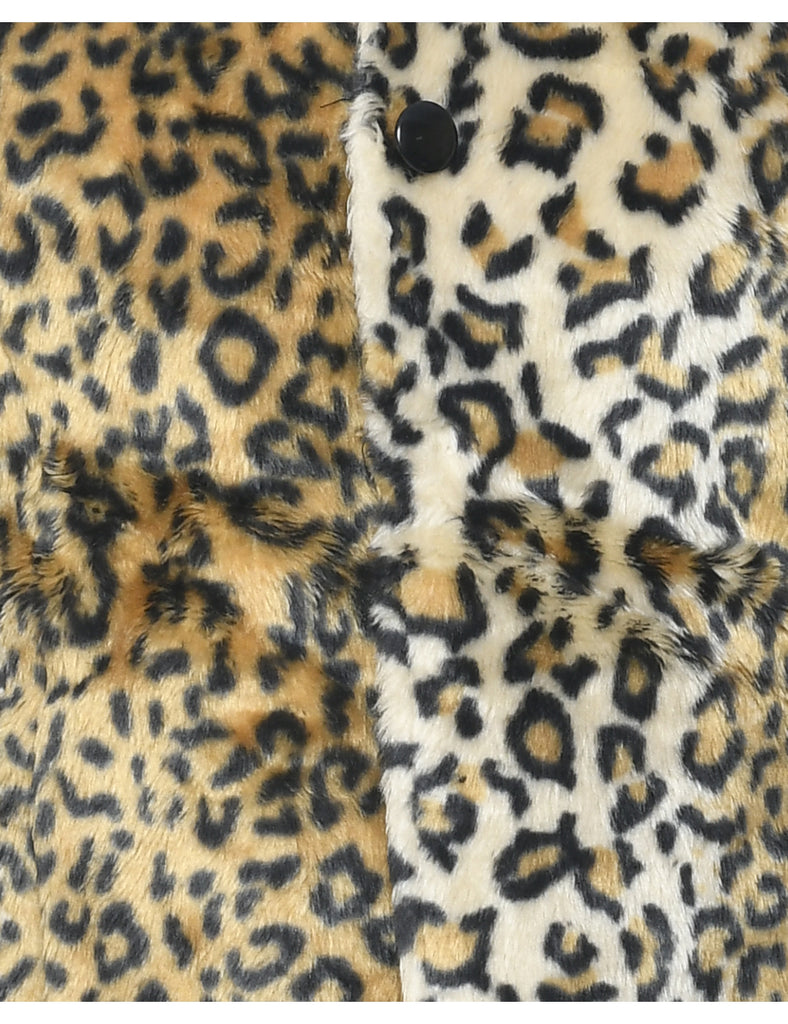 Leopard Print Faux Fur Coat - S