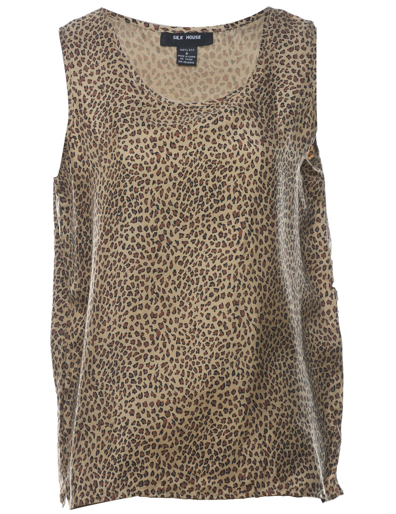 Leopard Print Silk Top - S