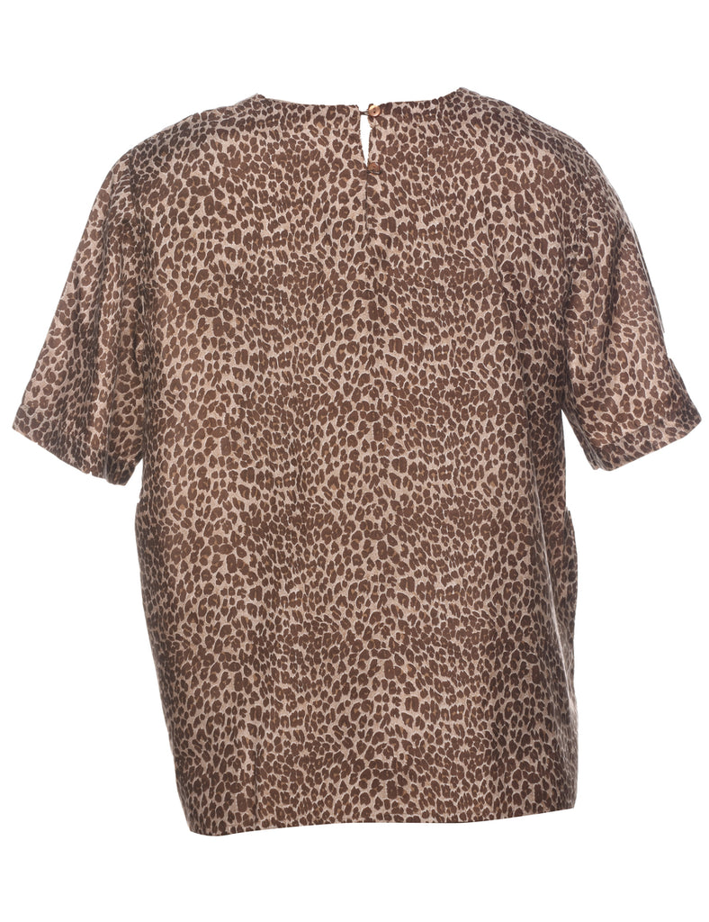 Leopard Print Silk Top - L