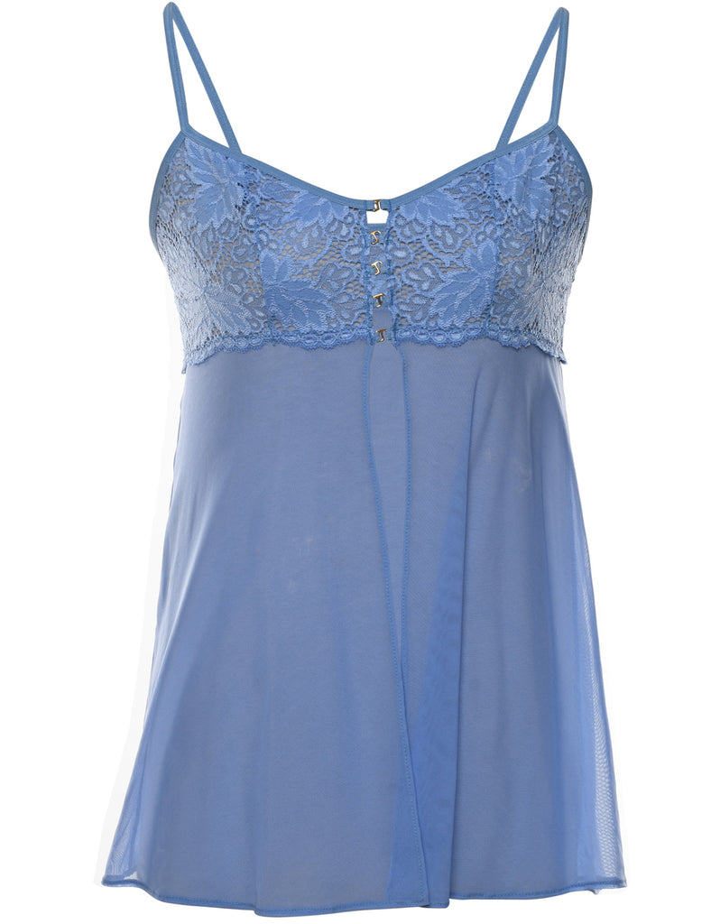 Light Blue Lace Trim Cami Top - M