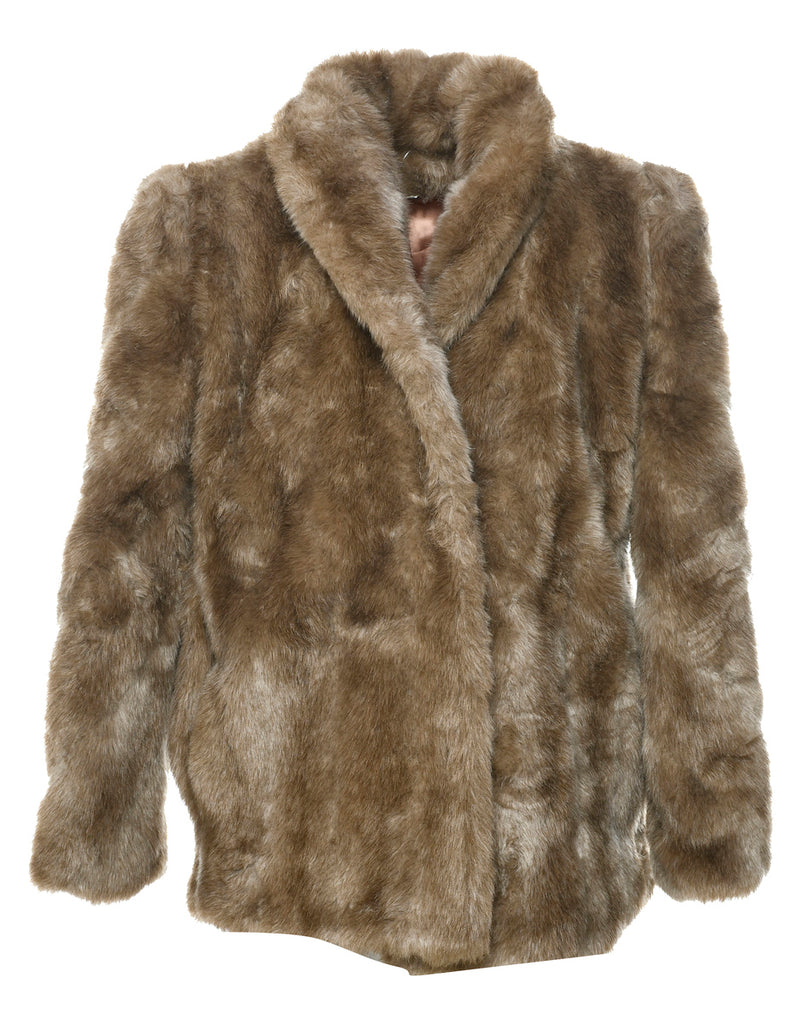 Light Brown Faux Fur Coat - L