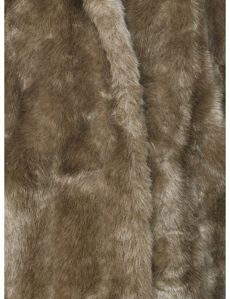 Light Brown Faux Fur Coat - L