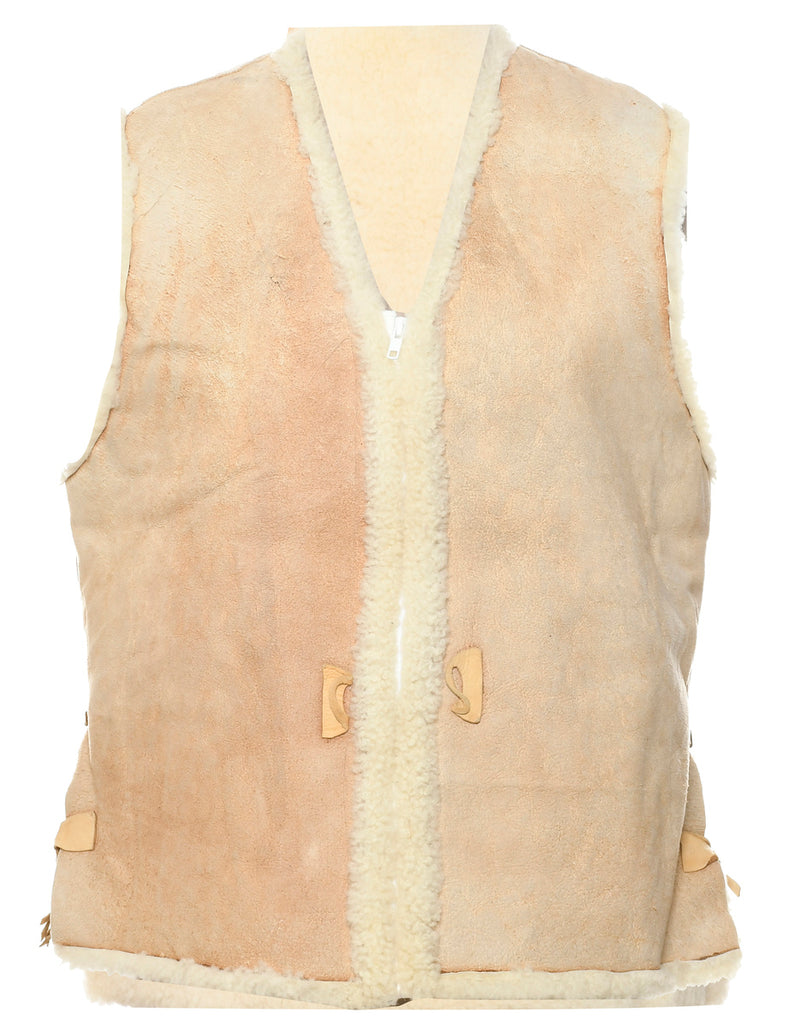 Light Brown Faux Shearling Suede Jacket - L