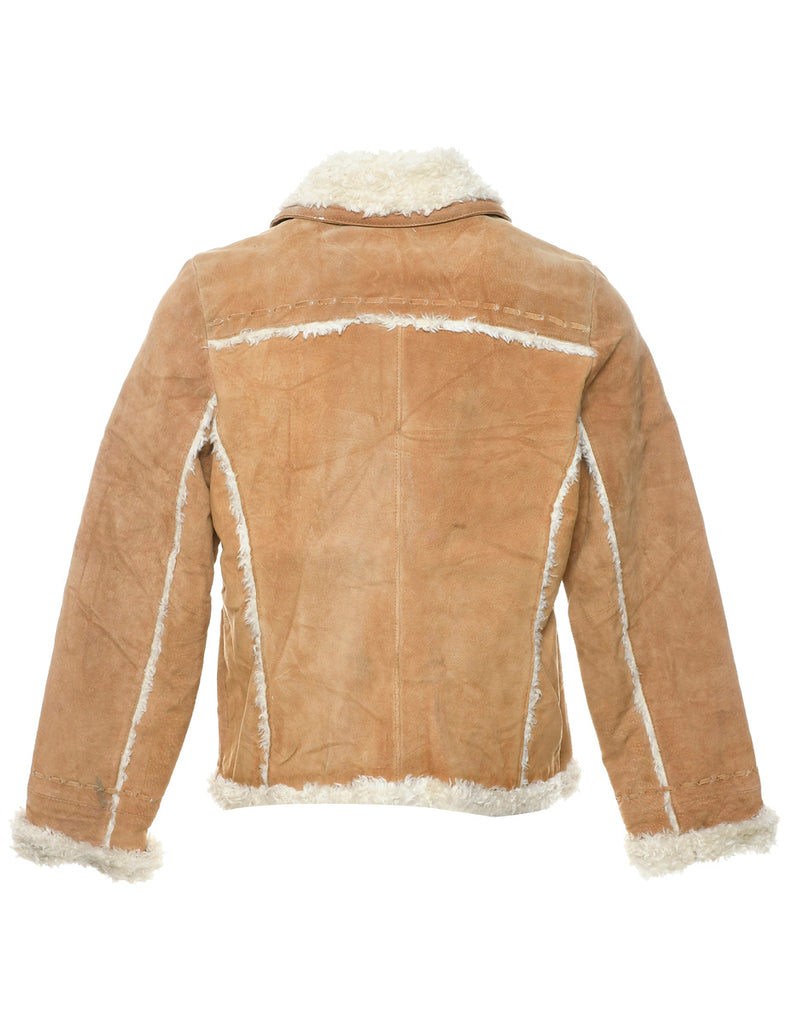 Light Brown Faux Shearling Suede Jacket - M