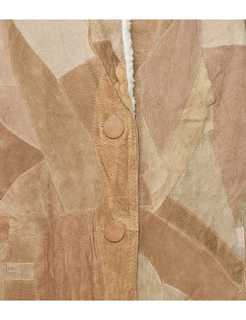 Light Brown Faux Shearling Suede Jacket - L