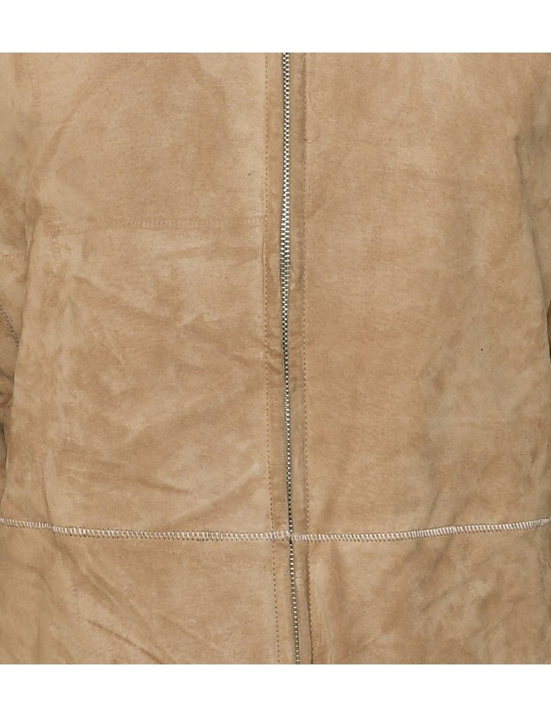 Light Brown Faux Shearling Suede Jacket - L