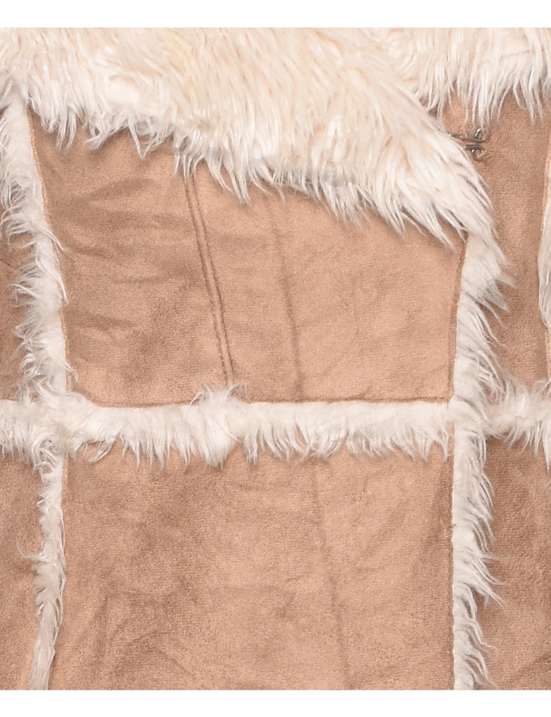 Light Brown Shearling Suede Jacket - M