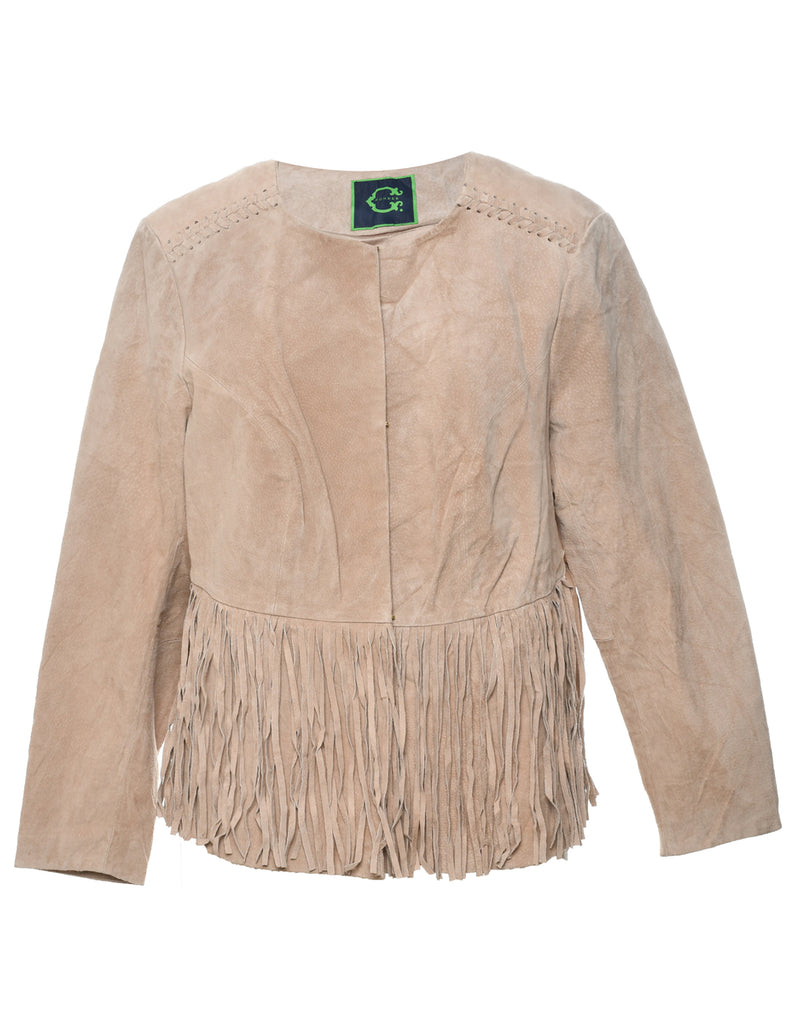 Light Brown Suede Fringed Jacket - M