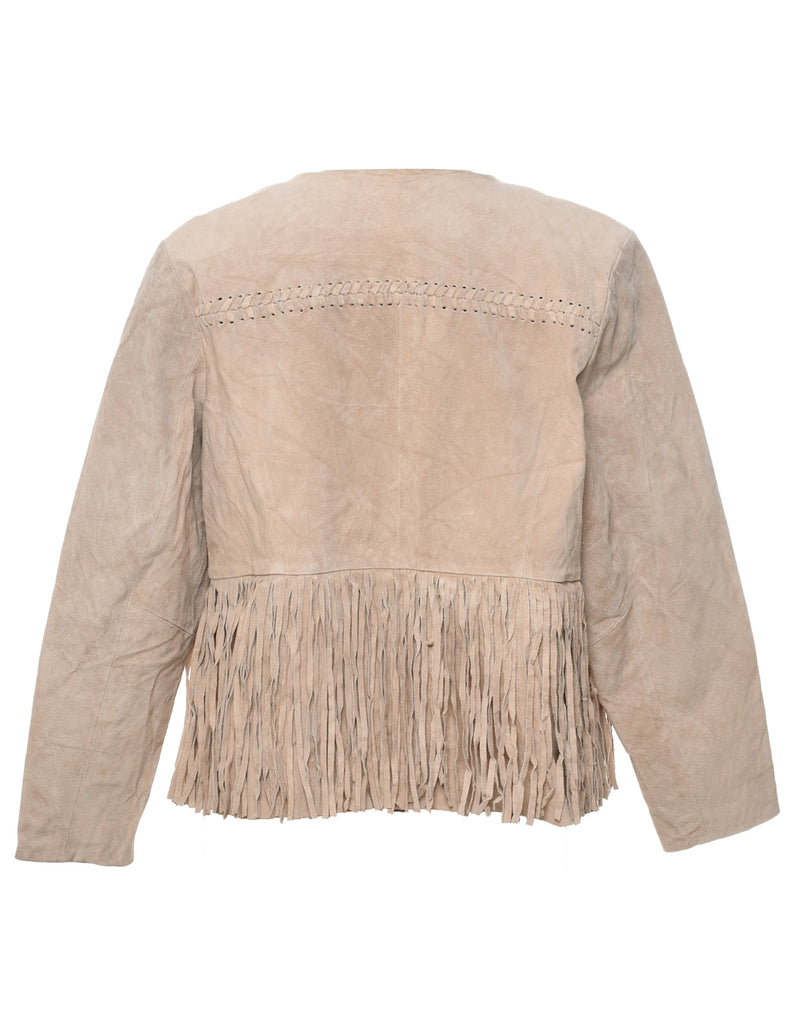 Light Brown Suede Fringed Jacket - M