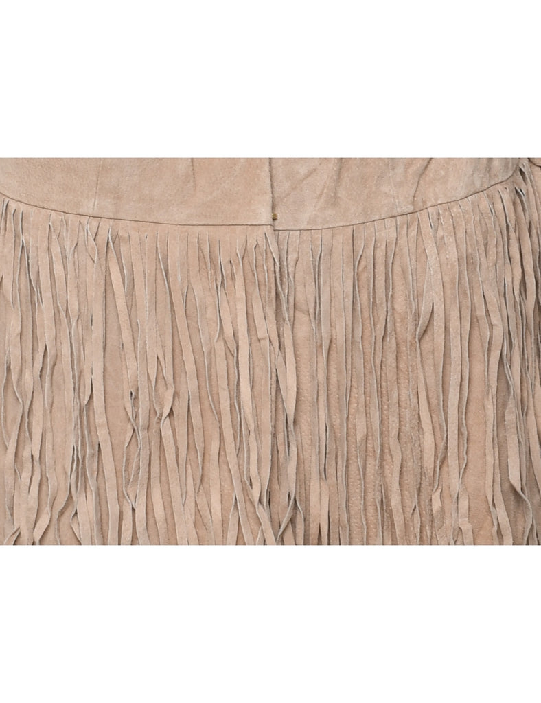 Light Brown Suede Fringed Jacket - M