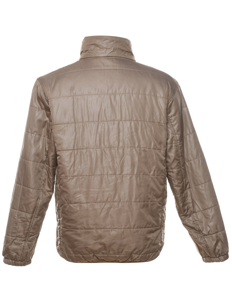 Light Brown Zip-Front Puffer Jacket - L