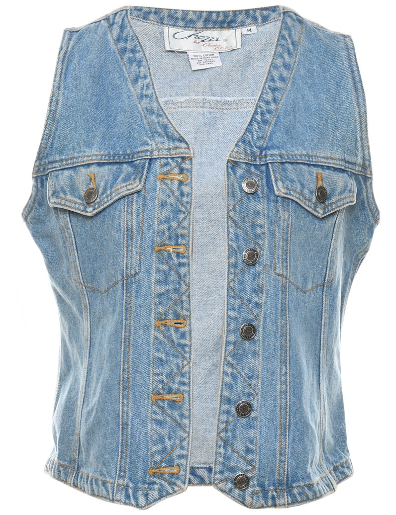 Light Wash Denim Jacket Vest - M