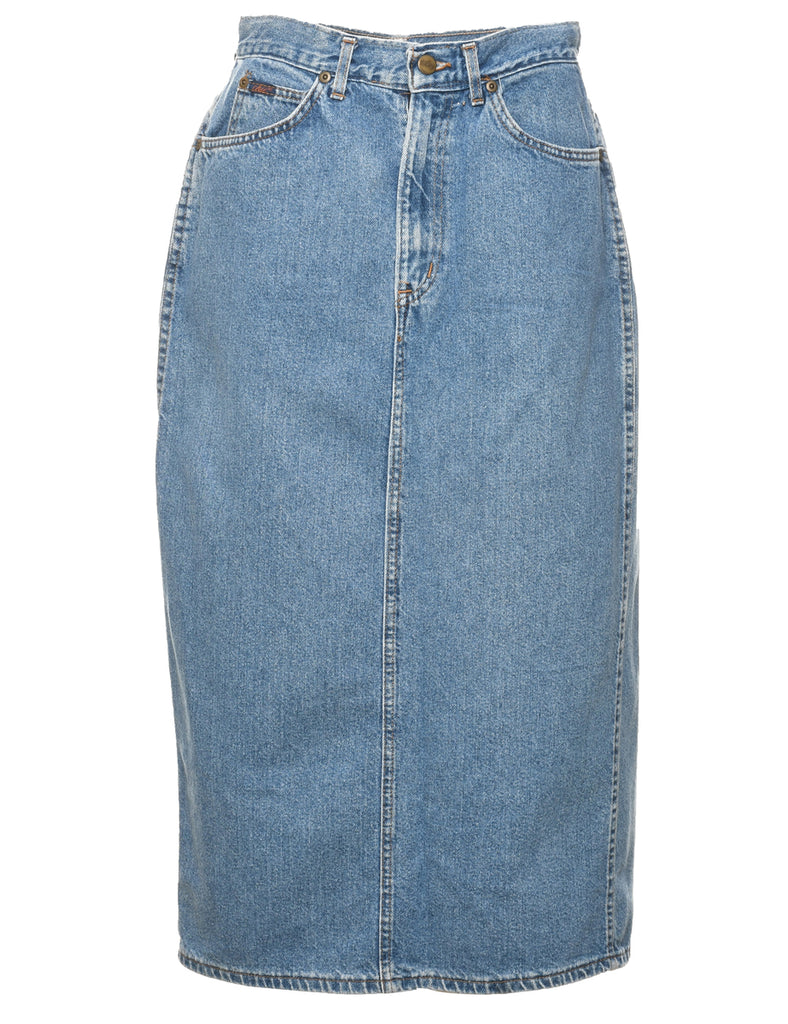 Light Wash Pencil Shape Denim Midi Skirt - M